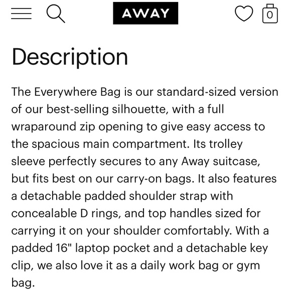Away The Everywhere Bag in Jet Black EUC! - Picture 4 of 15